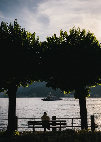 park bench at sunset