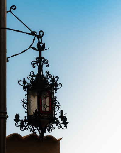 Traditional lamp post in Eze, Cote d'Azur, France