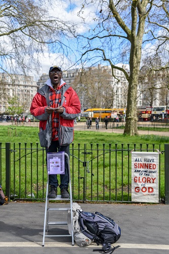 Christian Preacher. Speakers Corner, Hyde Park, London, England