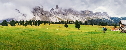 Hikers in Dolomites