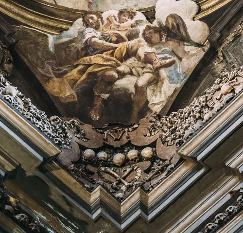 The evocative crypt of San Bernardino alle Ossa, Milan, Italy