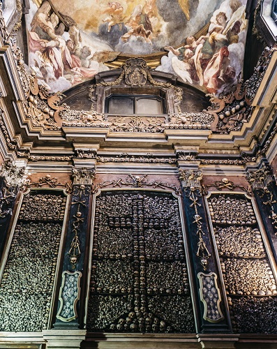 The evocative crypt of San Bernardino alle Ossa, Milan, Italy