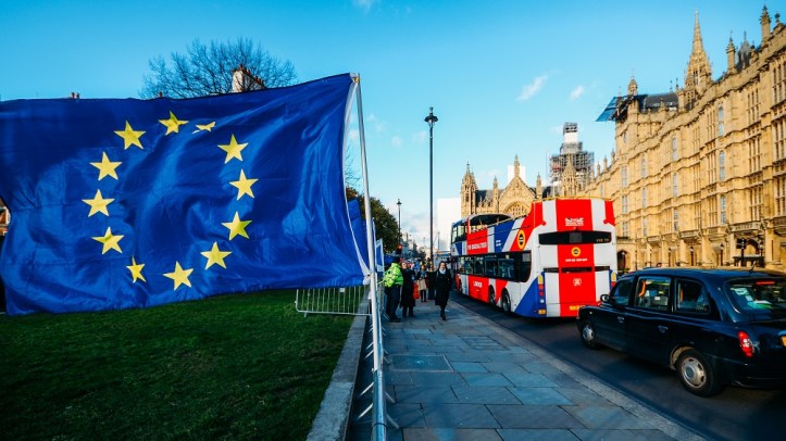 Pro and anti-Brexit protesters, Westminster, London, UK