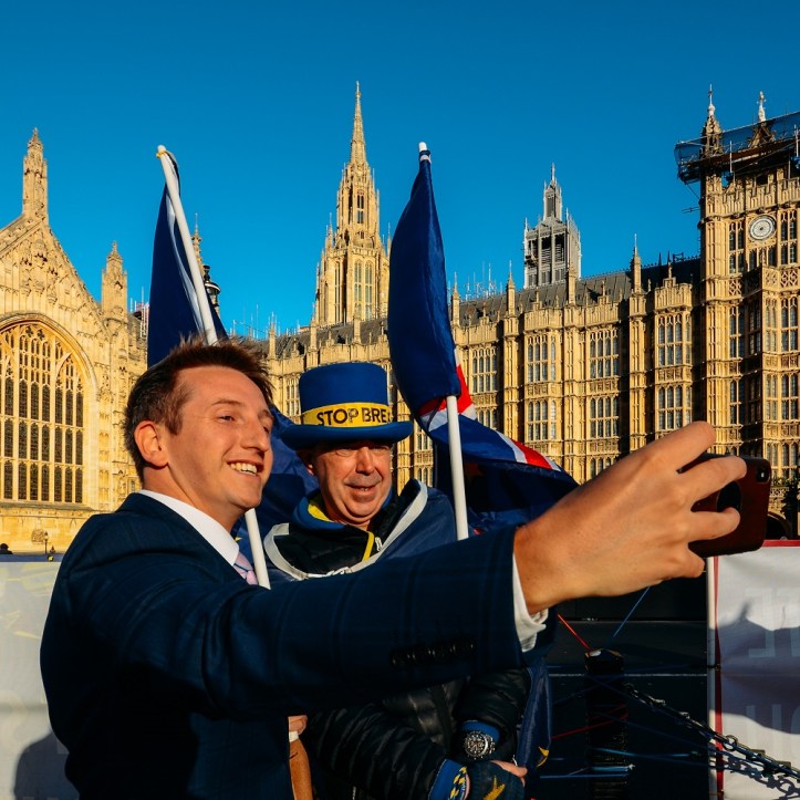 Pro and anti-Brexit protesters, Westminster, London, UK