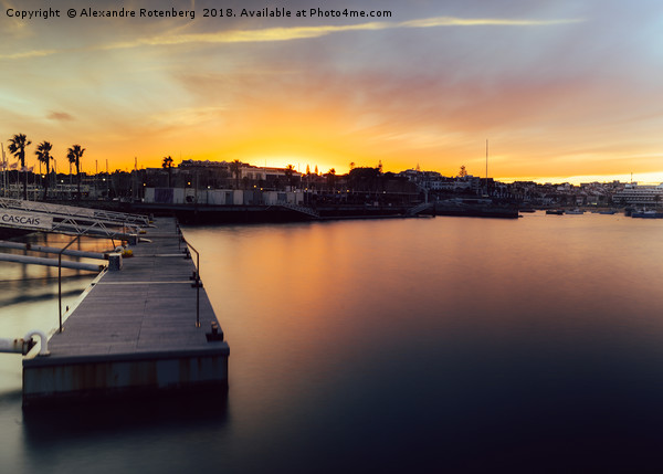 Idyllic sunset at marina in Cascais, Portugal