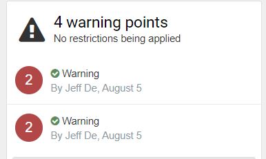 warning points