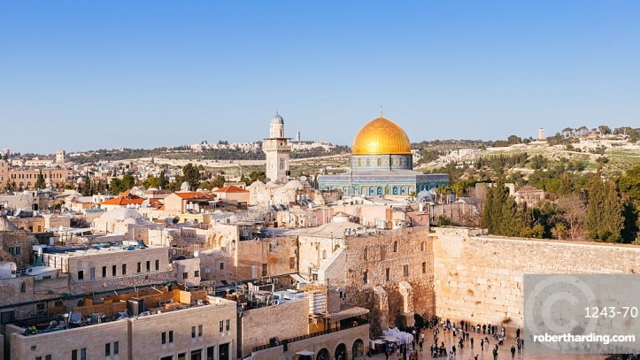 Temple Mount, Dome of the Rock, Redeemer Church and Old Town in Jerusalem, Israel